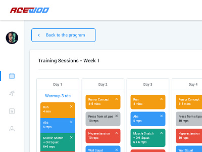 Training Sessions calendar design flat layout program sessions training ui ux