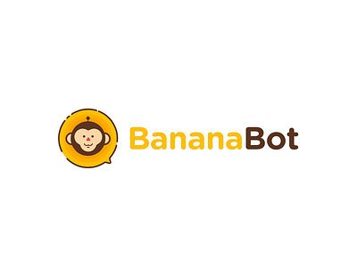 BananaBot banana bot brand branding facebook logo logotype messenger monkey symbol