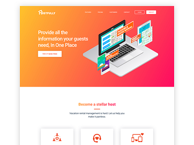 One page clean flat gradient isometric landing layout real estate ui ux web website
