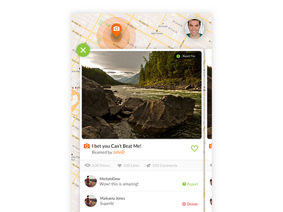 Swipe app camera cards ios map media photo tour travel ui ux