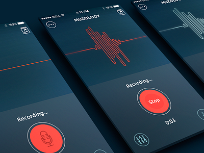 Recording app card clean feed ios minimal music playlist ui ux