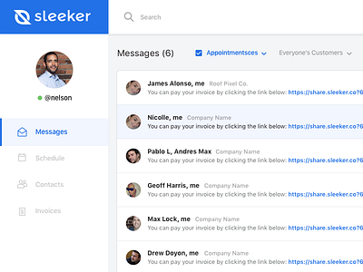 Inbox chat inbox layout messages ui ux web