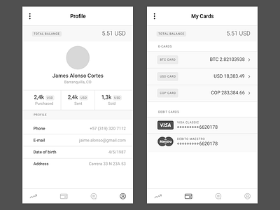 Wallet app bitcoin profile ui ux wallet wireframes wireframing