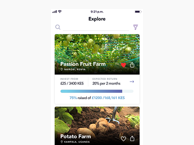 Farmers app card clean explore farm minimal ui ux