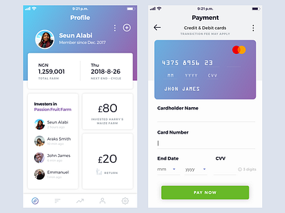 Payment app card clean credit explore farm minimal payment profile ui ux