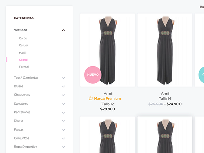 Filters buy clothes ecommerce layout minimal mobile responsive sell store ui ux web