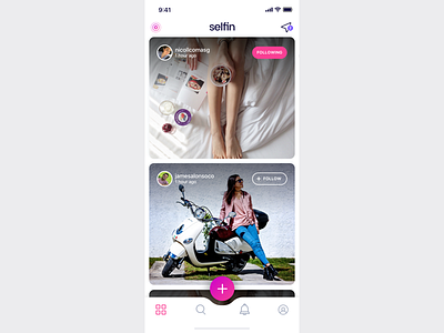 Feed app camera ios live minimal network selfie social ui ux