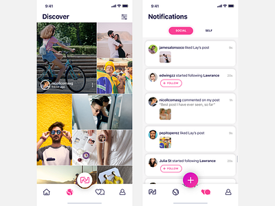 Discover app camera ios live minimal network selfie social ui ux