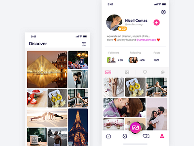 Profile app camera capture cards ios minimal network social ui ux