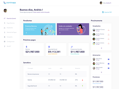 Dashboard - pay roll app clean dasboard flat illustration layout minimal ui ux web