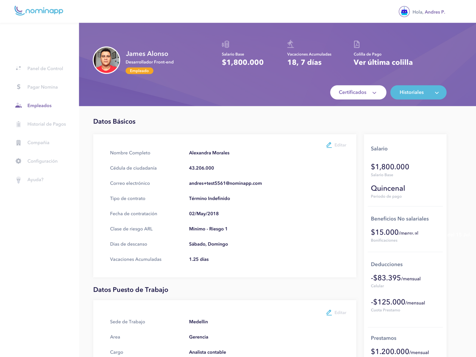Employee Profile by Hey James! for Orizon: UI/UX Design Agency on Dribbble
