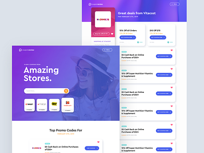 Coupons clean flat landing layout logo minimal ui ux web website