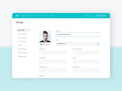 Employee app cards clean dashboard flat layout ui ux web website