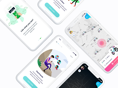 Onboarding UI app cards clean dashboard design flat illustration minimal onboarding ui ux