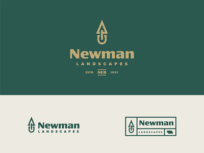 Newman Landscapes re-brand branding geometric logo landscaping logo logo logo design logtype re brand shovel simple logo tree