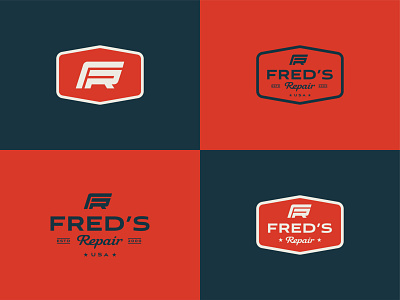 Fred's Repair pt.1 american badge badge logo badges brand brand system branding crest freds logo logodesign repairshop symbol typography usa vintage
