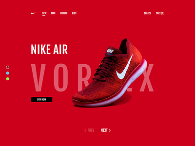 Nike Vortex Rebrand Concept app design fashion flat minimal typography ui ux web website