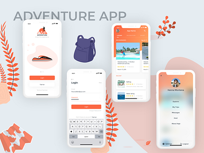 Adventure App adventure app app design branding illustration logo mockup travel typography ui ui design ux design viral