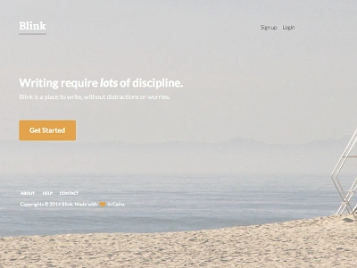 Blink Landing Page app blink landing page orange sand sea simple sky web design website white writing