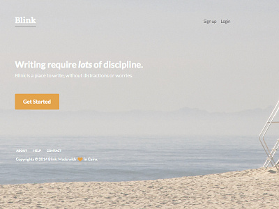 Blink Landing Page app blink landing page orange sand sea simple sky web design website white writing