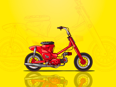 Red Custom Bike Illustration