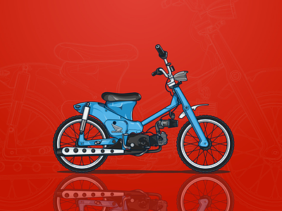 Blue Custom Bike Illustration bike blue custom design garage graphic illustration motorcycle red sticker vector