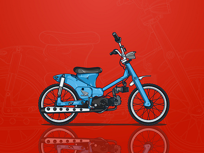 Blue Custom Bike Illustration