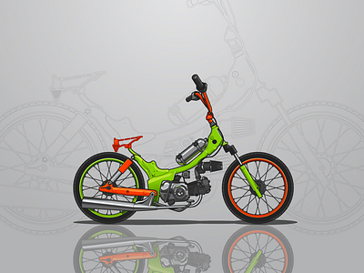 Green Custom Bike Illustration bike custom design garage graphic gray green illustration motorbike orange sticker vector white