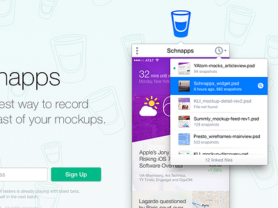 Schnapps for Mac beta dragndrop ios7ified macosx menubar popover popup sketch teaser time lapse utility widget