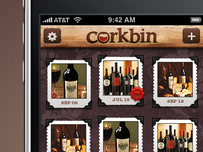 Corkbin, Wine list corkbin iphone photos ui vintage wine wood