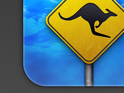 Kangaroo App Icon blue icon iphone kangaroo yellow