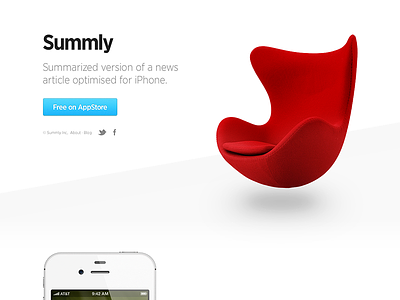 Summly Web clean egg chair minimal product website summly white