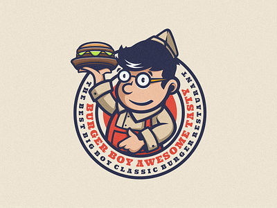 Burger Boy Logo Mascot boy brand branding burger business cartoon design food graphic design icon illustration junkfood logo logodesign logoicon logomascot mascot retro vector vintage
