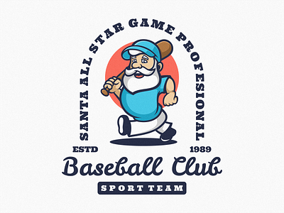 Santa Logo Mascot baseball cartoon design game graphic design icon illustration logo logodesign logoicon logomascot mascot nft santa santaclaus sport squad team vector vintage