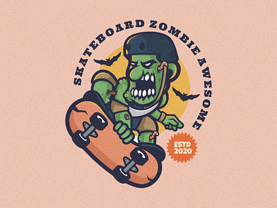 Zombie Skateboard Logo Mascot