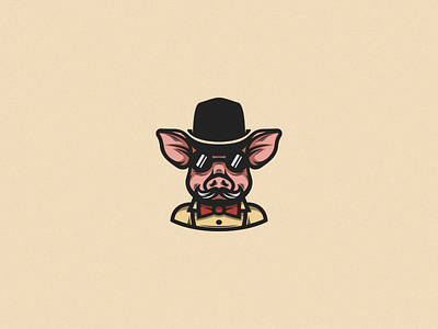 Pig cartoon design icon illustration logo pig symbol vector