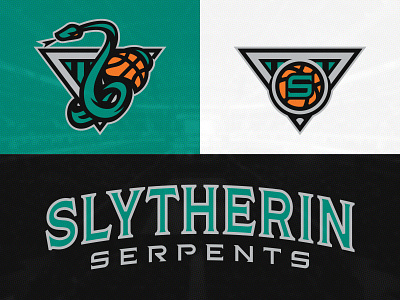 HBA Slytherin Serpents basketball bold hogwarts slytherin snake snake logo sports branding thick lines typography vector