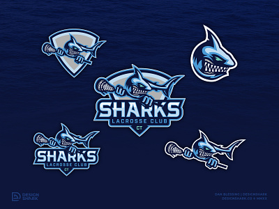 Shark Lacrosse Club | Visual Identity badge design bold logo custom typography helmet illustration lacrosse logo designer mascot logo shark shark illustration shark logo shark mascot sports sports branding sports mascot logo uniform vector