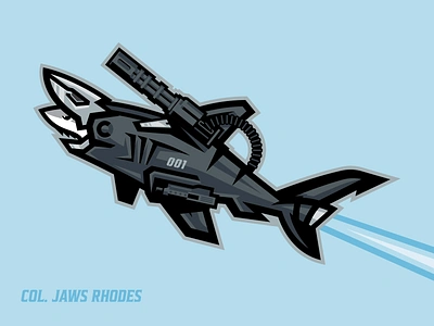 Col. Jaws Rhodes animated gif animated illustration bold lines design fan art illustration illustrator iron man iron suit marvel mascot design photoshop shark shark illustration shark logo shark mascot vector war machine