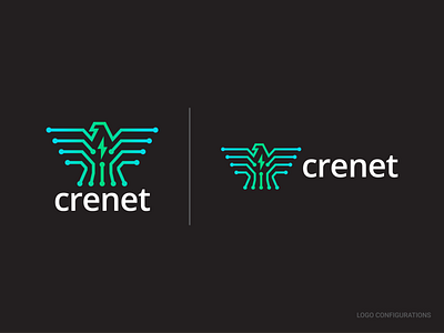 Crenet TechLabs | Logo Config + Concept bolt clean logo eagle eagle icon eagle logo icon logo concept logo designer network simple logo tech brand vector