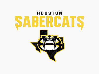 Houston Sabercats Concept bold clean concept logo houston logo mascot rebranding rugby rugby branding rugby logo saber cat sabertooth tiger sport logo sports mascot vector