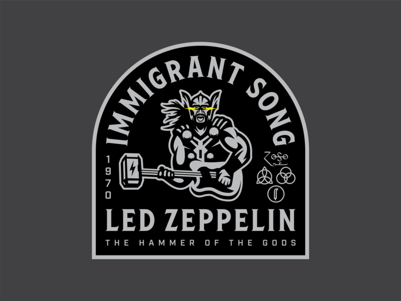 Badge Collab 2020 badge black bold clean design god of thunder guitar led zeppelin lightening logo mythology rock rock n roll thor vector