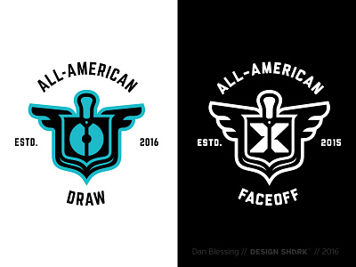 All-American Faceoff | All-American Draw american brand identity elite lacrosse logo school shield stick training wings