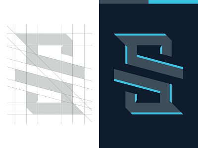 West Coast Slants 'S' Mark option 2 construction football illustrator lettermark logo monogram routes s slants typography