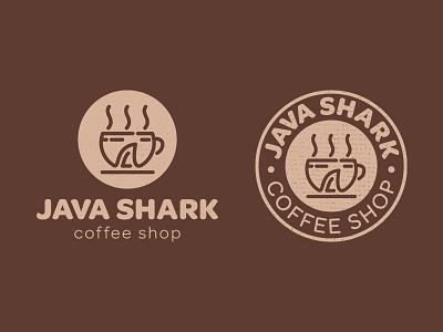 Java Shark : Coffee Shop badge brown coffee design designshark fin illustrator java latte roast shark shop