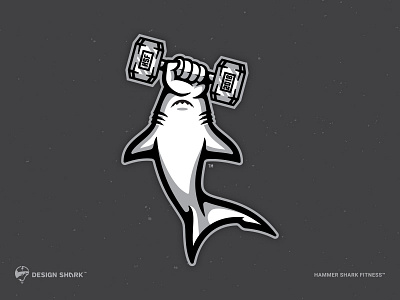 Hammer Shark Fitness brand identity branding clean designshark fitness gym hammerhead shark logo modern sports logo