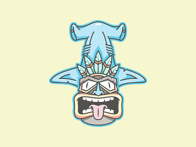 Tiki Shark Illustration illustration illustrator island logo mask pastel colors pen tool shark thick lines tiki vector vibe