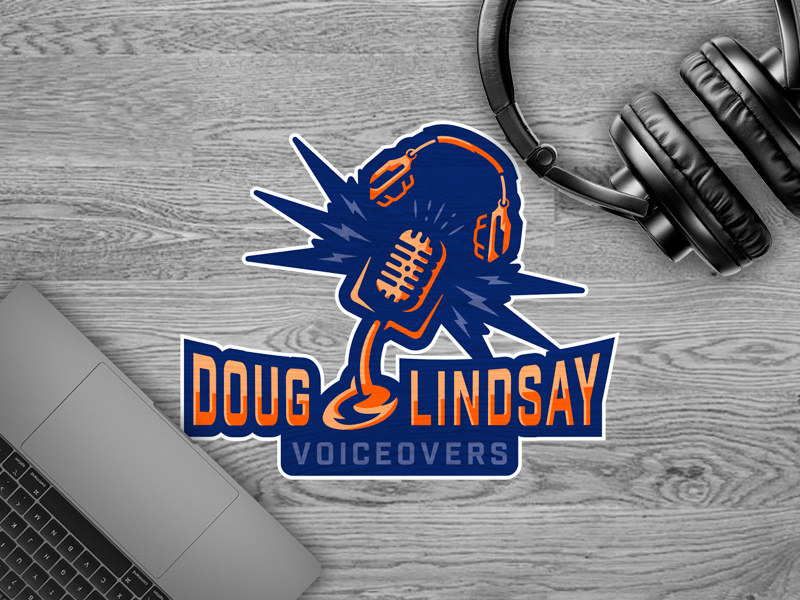 Doug Lindsay - Voiceover Logo fun logo design brand identity design sports logo style bold illustrator vector headphones microphone voiceover