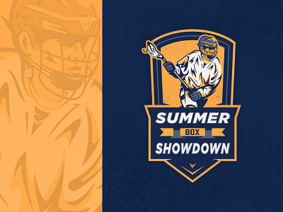 Summer Box Showdown badge design badge logo crest crest logo design distressed illustration illustrator lacrosse navy orange sports sports logo summer texture tournament vector