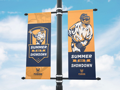 Summer Box Showdown Flag Mock-Up banner design branding collateral design flag lacrosse mockup navy blue orange photoshop sports sports branding tournament